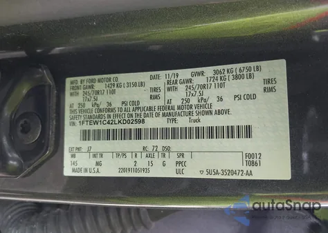 2020 Ford F-150 Xlt z USA, uszkodzony, nr VIN 1FTEW1C42LKD02598